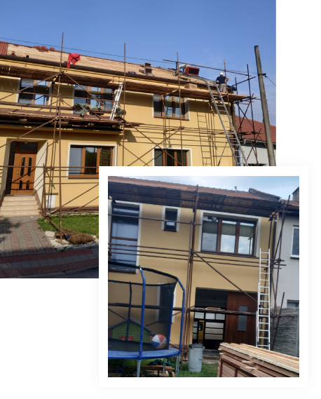 Koláž stavebních projektů společnosti